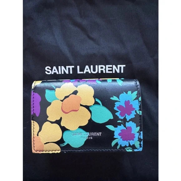 Saint Laurent compact leather wallet - FLORAL - EUC - Picture 4 of 11